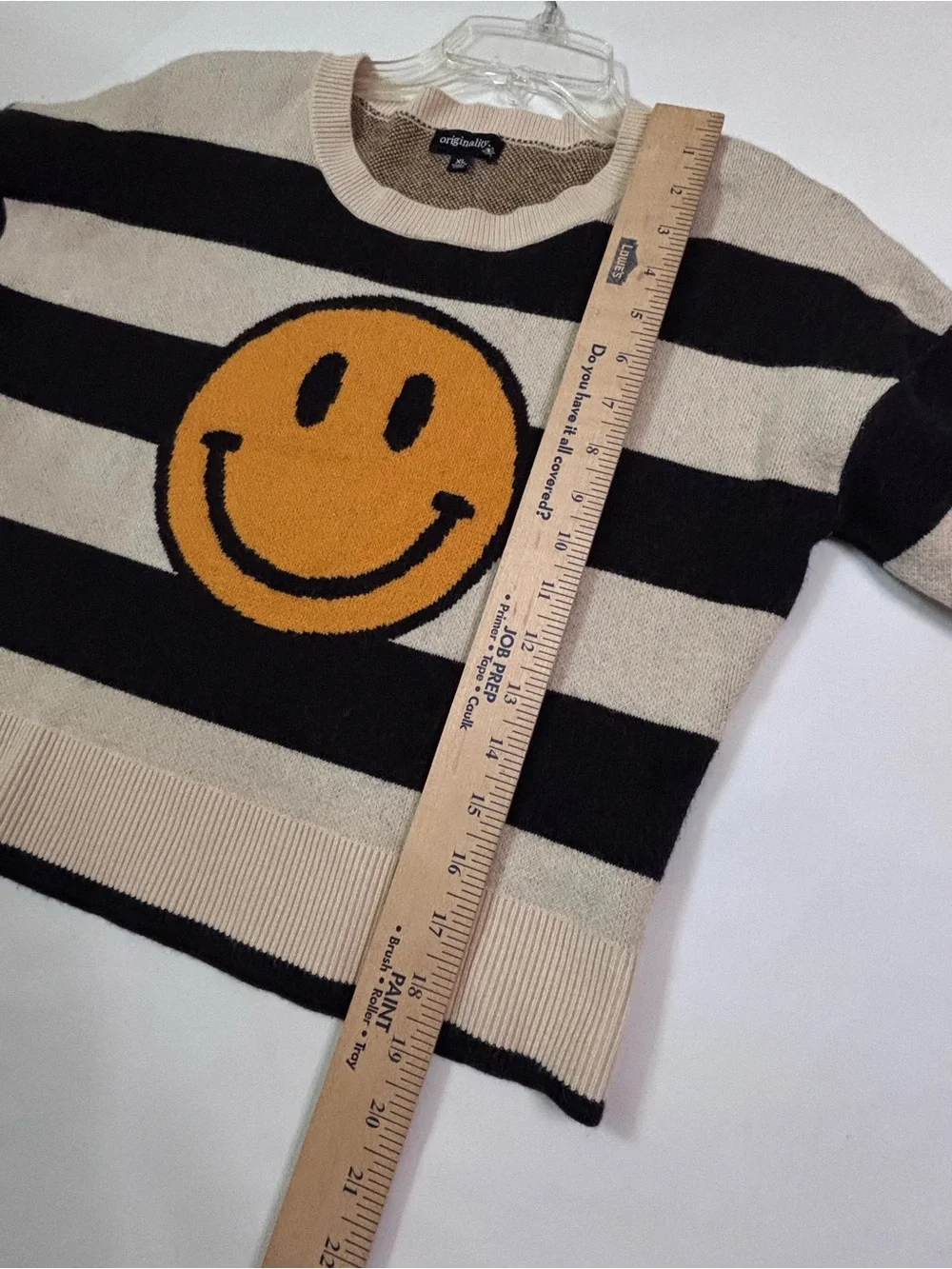 Originality Big Girls Striped Smiley Face Knit Crewneck Sweater Size XL